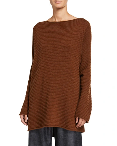 Eskandar Cashmere Slim-sleeve Caftan Sweater In Mustard