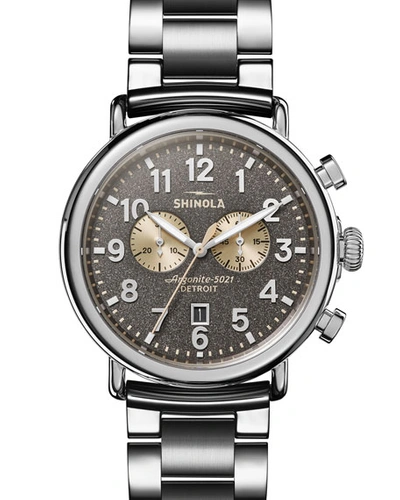 Shinola Men's 47mm Runwell Chronograph Bracelet Watch In Silver/ Grey/ Cream/ Silver