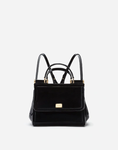 Dolce & Gabbana Small Sicily Backpack In Rubber In Black
