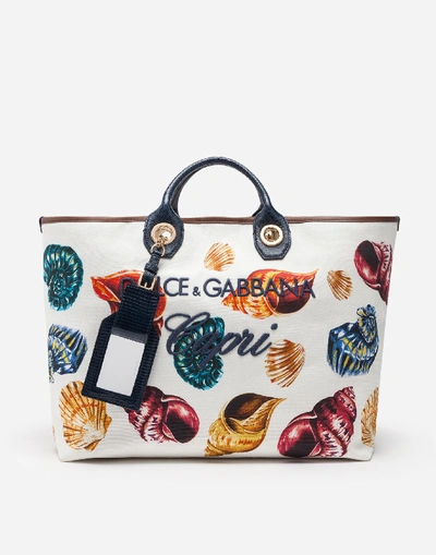 Dolce & Gabbana Special Capri Capsule Collection Shopper With Shell Print In White