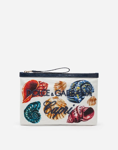 Dolce & Gabbana Special Capri Capsule Collection Clutch With Shell Print In White