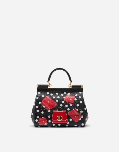 Dolce & Gabbana Small Calfskin Sicily Bag With Crazy For Sicily Print In Multi
