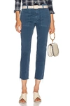 Nili Lotan Jenna Cropped Frayed Cotton-blend Twill Slim-leg Pants In Vintage Blue