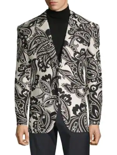 Alexander Mcqueen Paisley-print Cotton & Silk-blend Sportcoat In Ivory Black