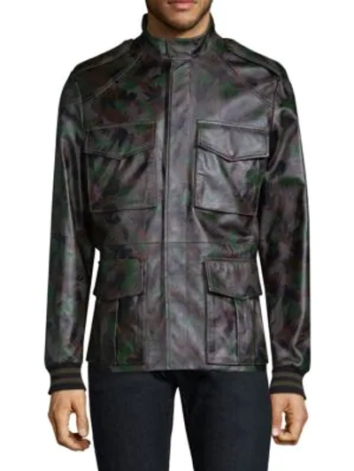 Tomas Maier Camo-print Leather Jacket In Army Green