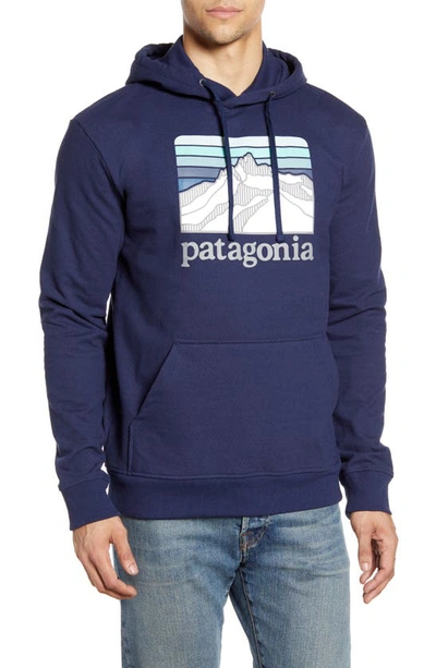 Patagonia Line Ridge Logo Graphic Hoodie In Classic Navy