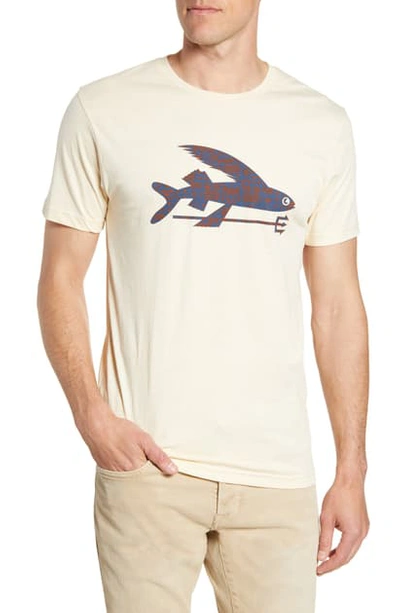 Patagonia Flying Fish Regular Fit Organic Cotton T-shirt In Oyster White/ Protected Peaks
