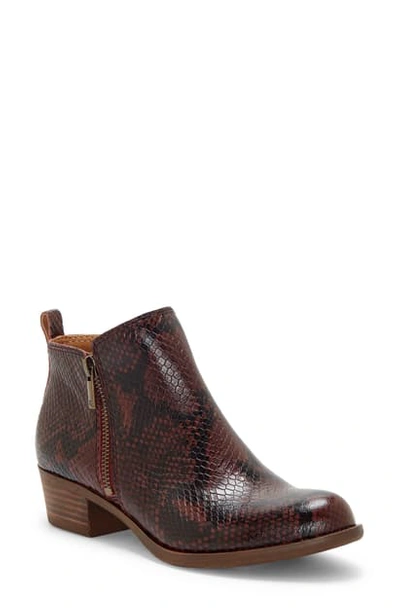 Lucky Brand Basel Bootie In Sugar Red Leather