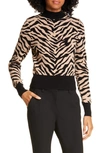 A.l.c Lola Tiger Print Sweater In Taupe/ Black