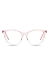 Quay X Chrissy Teigen All Nighter Cat Eye Blue Light Glasses, 50mm In Pink/ Clear Blue Light