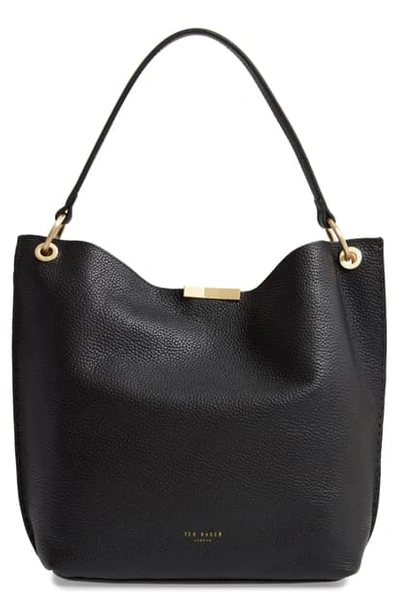 Ted Baker Candiee Bow Leather Hobo In Black