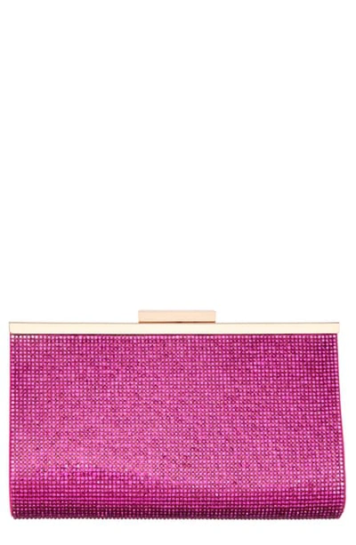 Nina Crystal Frame Clutch In Persian Rose