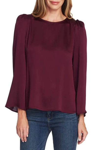 Vince Camuto Long Sleeve Satin Blouse In Merlot