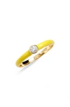 Argento Vivo Crystal Enamel Ring In Gold/ Neon Yellow