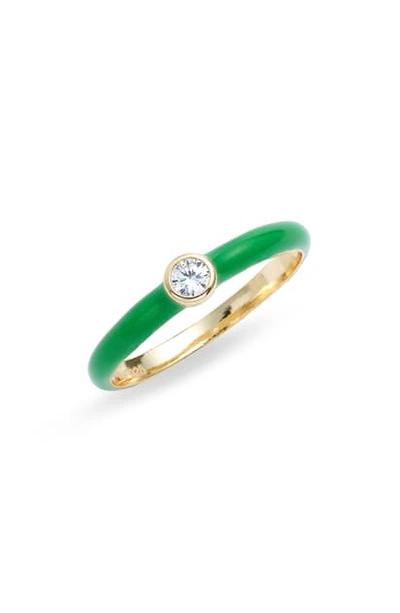 Argento Vivo Crystal Enamel Ring In Gold/ Green