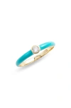 Argento Vivo Crystal Enamel Ring In Gold/ Turquoise