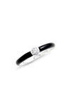 Argento Vivo Crystal Enamel Ring In Silver/ Black