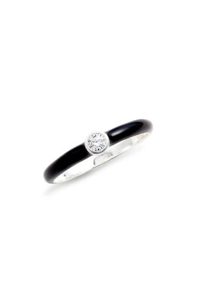 Argento Vivo Crystal Enamel Ring In Silver/ Black