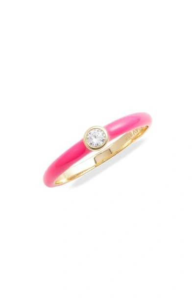 Argento Vivo Crystal Enamel Ring In Gold/ Hot Pink