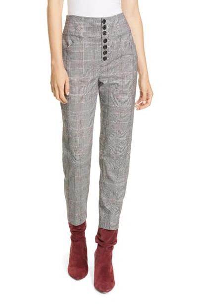Joie Abony Glen Plaid Cropped Straight-leg Trousers In Caviar