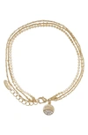 Ettika Pavé Disc Layered Chain Anklet In Gold