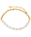 Anissa Kermiche Duel Pearl And 18kt Gold-plated Anklet In Gold
