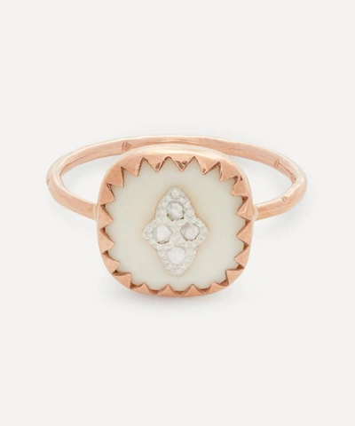 Pascale Monvoisin 9ct Rose Gold Pierrot Diamond And Bakelite Ring