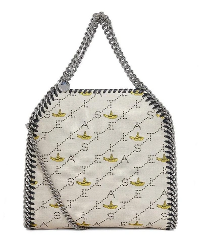 Stella Mccartney Mini Falabella Monogram Yellow Submarine Canvas Tote Bag In Beige