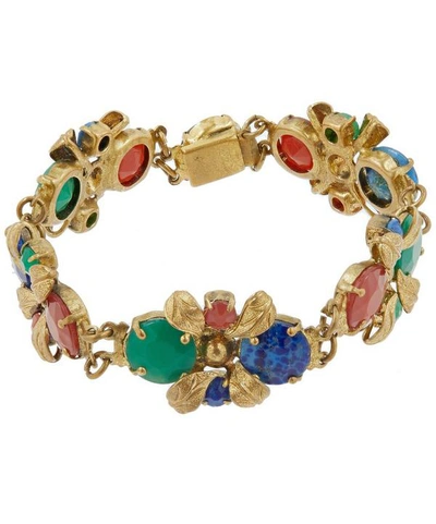 Designer Vintage 1930s Gilt Faux Gemstone Bracelet In Gold