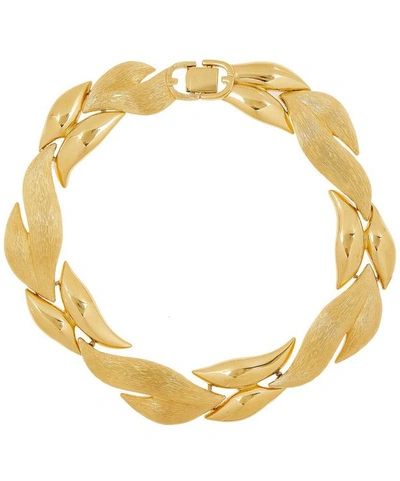 Designer Vintage 1980s Givenchy Gilt Foliage Necklace In Gold