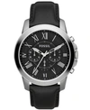 FOSSIL MEN'S CHRONOGRAPH GRANT BLACK LEATHER STRAP WATCH 44MM FS4812