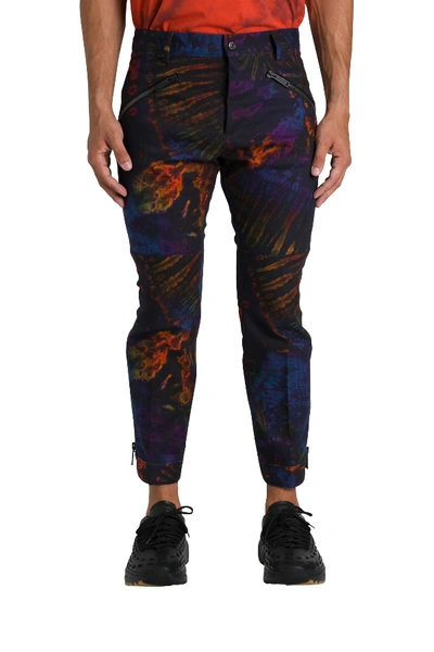 Dsquared2 Printed Tie Dye Cotton Biker Pants In Multicolor