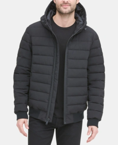 DKNY MEN'S QUILTED HOODED BOMBER JACKET