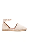 VALENTINO GARAVANI VALENTINO ROCKSTUD DOUBLE FLAT LEATHER ESPADRILLES IN WHITE,KW2S0530VTO