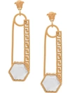 VERSACE CRYSTAL EMBELLISHED SAFETY PIN EARRINGS