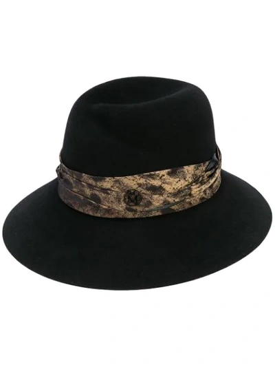 Maison Michel Rose Varnish Fedora Hat In Black