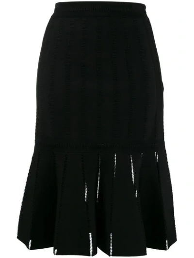 Alexander Mcqueen Pleated Midi Skirt In Black