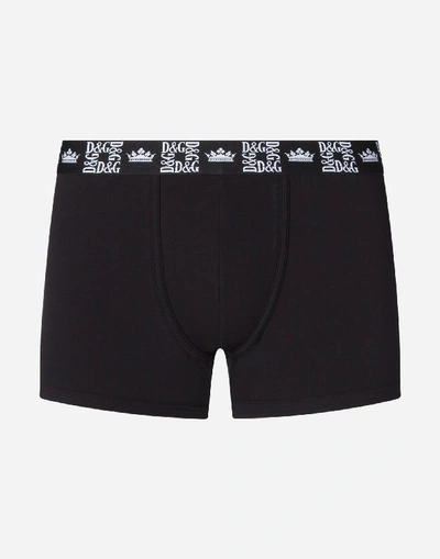 Dolce & Gabbana Stretch Cotton Boxers In Black