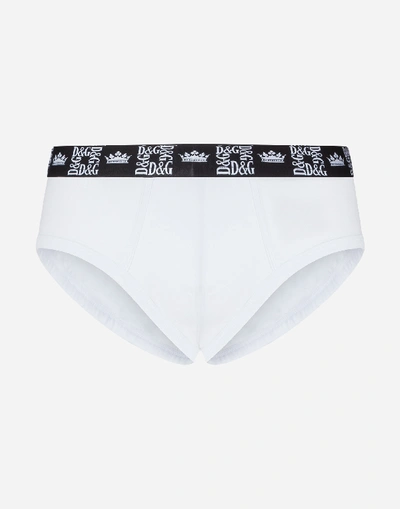 Dolce & Gabbana Stretch Cotton Brando Briefs In White