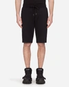 DOLCE & GABBANA COTTON JOGGING SHORTS WITH PATCH