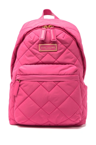Marc Jacobs Quilted Nylon School Backpack In Peony