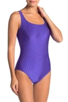 Reebok Sport Ribbed One-piece Swimsuit In Purple