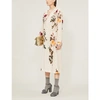 DRIES VAN NOTEN Floral-print drawstring stretch-crepe midi dress