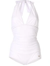 DOLCE & GABBANA DEEP V-NECK HALTERNECK SWIMSUIT