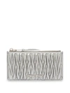 Miu Miu Matelassé-effect Zipped Cardholder In Grey