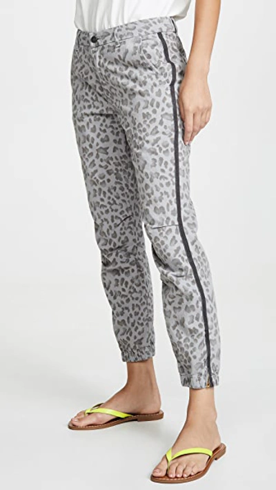 Sundry Leopard-print Cropped Jogger Trousers In Light Grey