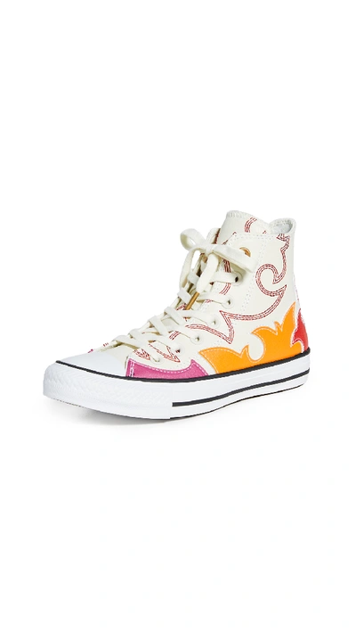 Converse Chuck Taylor All Star Fashion High Top Sneakers In Egret/habanero Red