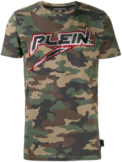 Philipp Plein Camouflage-print T-shirt In Green