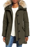 Canada Goose Rossclair Genuine Coyote Fur Trim Down Parka In Military Green