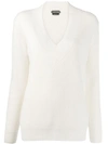 Tom Ford V-neck Long-sleeved Sweater In White
